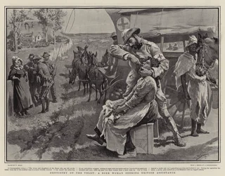 Zahnmedizin auf dem Veldt, eine Burenfrau sucht britische Hilfe